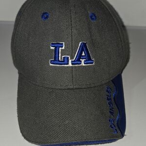 LA Dodgers Gray Baseball Hat with Blue Embroidery